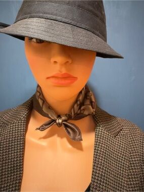 ✨ Aldo Geometric Satin Square Scarf — Brown & Taupe